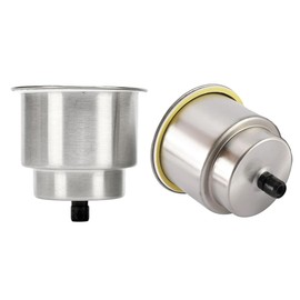Boat Cup Holder Drink Mount with Drain for Marine RV Camper, Stainless Steel, 4" Height, ID 3-1/2", OD: 4-1/4" (2pcs)