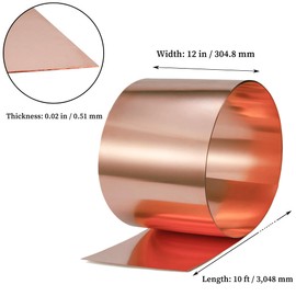 GOORY Copper Flashing 24 Gauge - 12in x 10ft 0.02"(0.51mm) Thickness Roof Flashing Roll - 99.95+% Pure Copper Sheet Metal ASTM B152 - Roofing Repair DIY Project Contractor Jewelry Crafts