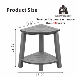 ISYIESA Corner Shower Bench,Plastic Stool for Shower Waterproof、Rot-Resistant,Shower Stool for Shaving Legs,Shower Benches for Inside Shower,Shower Bench Seat with Storage (Grey)
