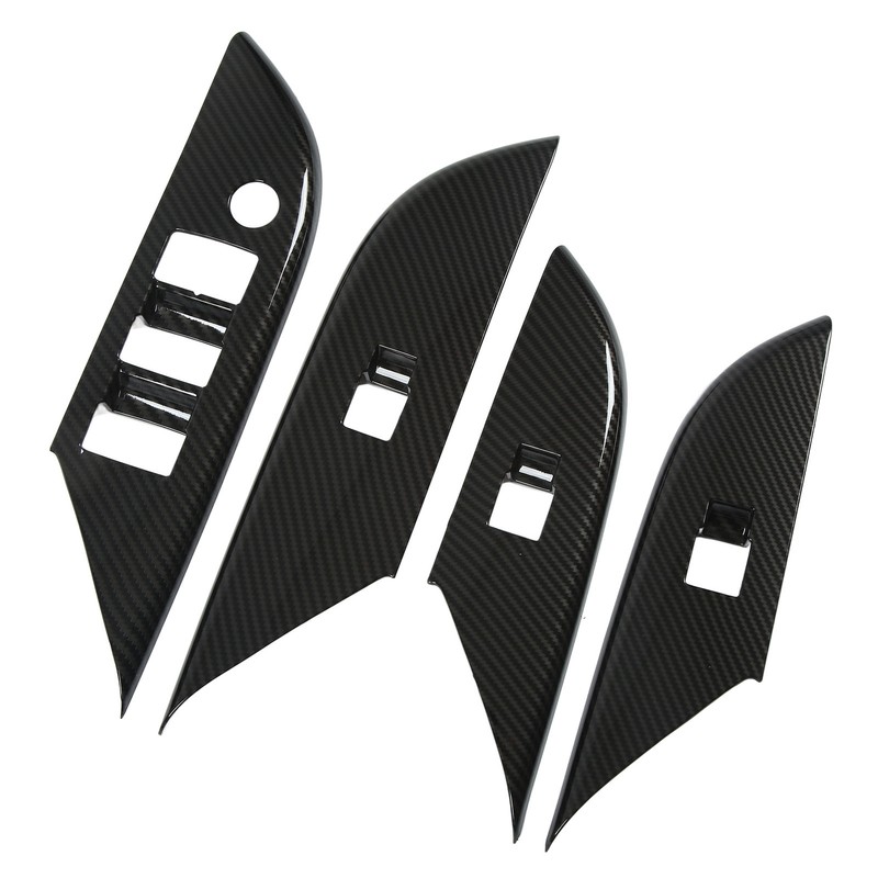 4 Pcs Door Window Control Panel Cover Carbon Fiber Style