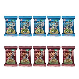 Sea Lettuce Soup and Mozuku Soup With No Chemical Seasoning 0.2oz 5pcs x 2types Japanese Freeze Dry Instant Soup Amano Foods Ninjapo