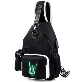 Junlion Sling Bag, Crossbody Shoulder Bag for Mens Women Multipurpose Daypacks Chest Bag Ghost Hand