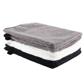 6 Pack Microfibre Body Wash Mitts, 15x21 CM Flannels Face Mitts Face Cleansing Mitts Terry Cloth Makeup Remover Gloves for Bath SPA(White, Black, Grey)