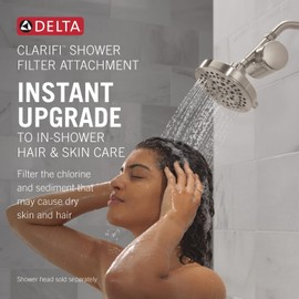 Delta Faucet Clarifi Standard Shower Filter Attachment with Filter, Hard Water Shower Filter, Shower Head Filter, Stainless 7SF100-SS