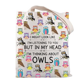 BNQL Owl Tote Bag Owl Gifts for Owl Lovers Owl Canvas Tote Bag Cute Owl Gifts Owl Bird Gift Owl Shoulder Shopping Travel Bag (Owl Tote Bag)