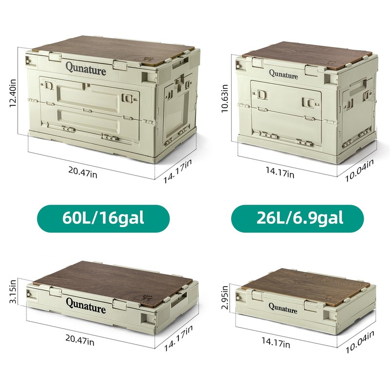 QUNATURE Collapsible Storage Bins with Lockable Doors & Removable Cutting