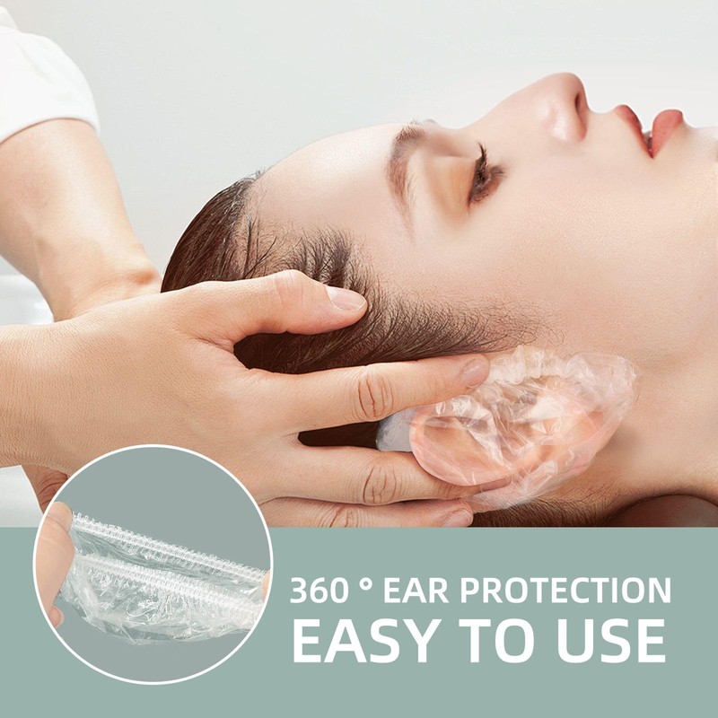 100 pcs Disposable Ear Covers for Shower, Clear Waterproof Ear