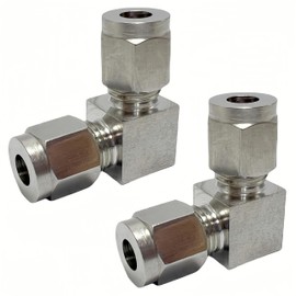 Closmos Stainless Steel 304 Compression 90 Degree Elbow 3/8" OD x 3/8" OD Tube Fitting with Double Ferrule, Pack of 2