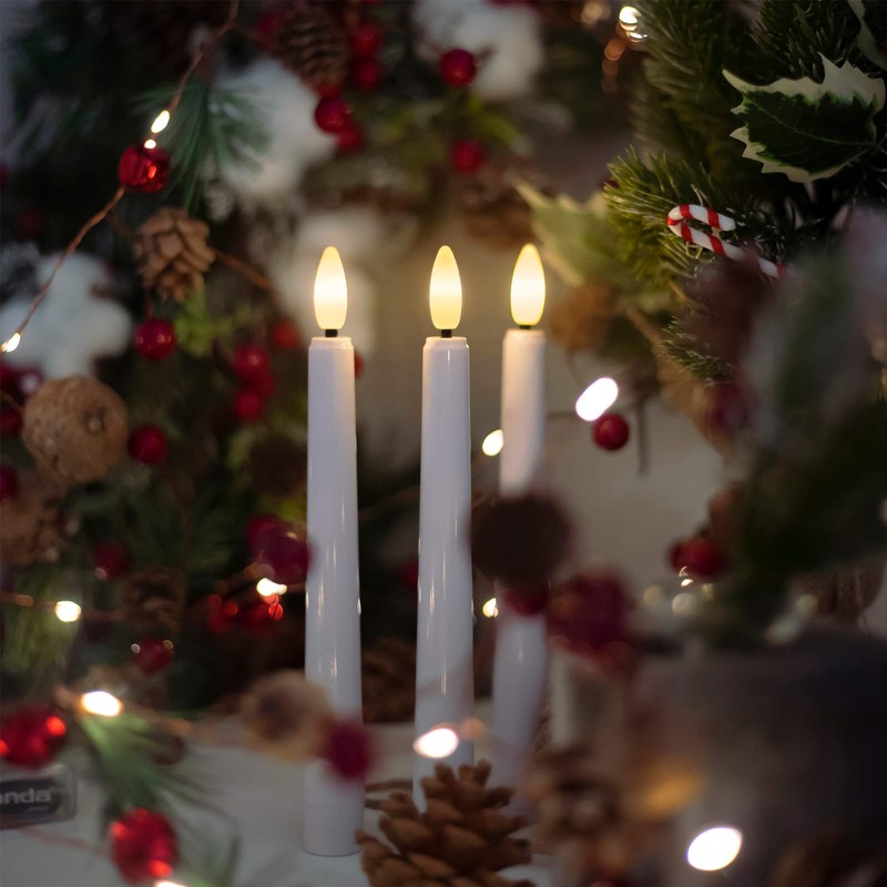 FREEPOWER 6PCS Flameless Window Candles with Gold Candle Holders, Battery