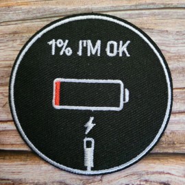 Unbranded 1% I'm Okay Drained Energy Funny Y2k Emo Embroidered Iron on Patch