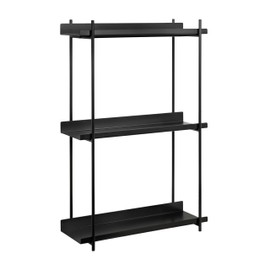 Kate and Laurel Dominic Modern Metal Bathroom Shelf, 20 x 7 x 30, Black, Contemporary Sleek 3-Tier Floating Shelves for Wall Decor, Display, and Over Toilet Storage