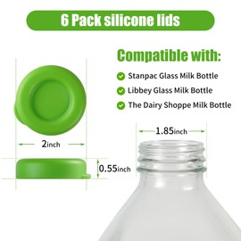 GAWBYET Silicone Milk Bottle Caps,48mm Diameter Glass Jug Replacement Lids Fit Stanpac & Libbey & Stock Your Home & The Dairy Shoppe,Reusable and Airtight Bottle Caps(6 Pack) (Orange)