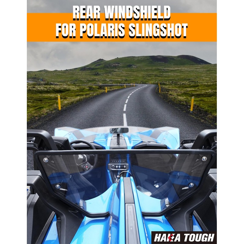 HAKA TOUGH Rear Windshield for Polaris Slingshot Accessories 2015-2024, Hard-coated