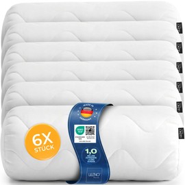 LILENO HOME Hard Pillows with 650 g Cushion Filling, Bed or Decorative Sofa Cushions with Zip to Adjust, Washable up to 95 °C, 40 x 80 cm, Set of 6