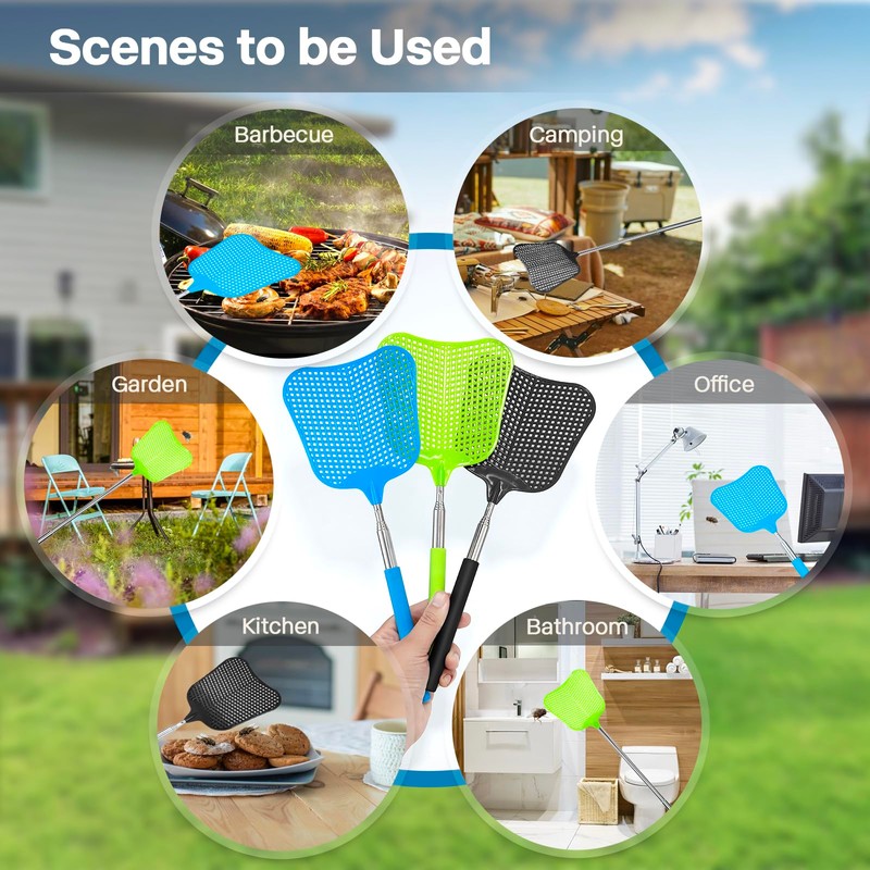 Telescopic Fly Swatter, Begonia Fly Swatter for Indoors,Manual Plastic Flyswatter