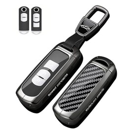 SANRILY - Funda para llave de botón de 2/3/4 compatible con Mazda 3 6 2014-2018 para Mazda 8 Miata MX5 CX3 CX4 CX5 CX7 CX9 sin llave TPU + aleación de zinc con llavero A