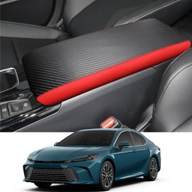 Rifoda for Toyota Camry 2025 2026 Center Console Cover Microfiber Leather Cover Center Console Cushion Car Protection Decoration Accessories Carbon Fiber with Red