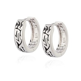 NKlaus Pair of Celtic Creole Earrings 925 Silver 12-16 mm Shiny Tarnish-Proof Viking Earrings, Silver