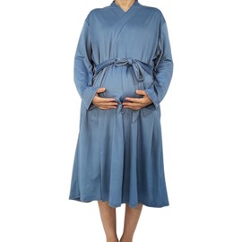 SUFEINI Maternity Robes and Matching Swaddle Blanket Set, Women Mommy Postpartum Robe Hospital Labor and Delivery Gown