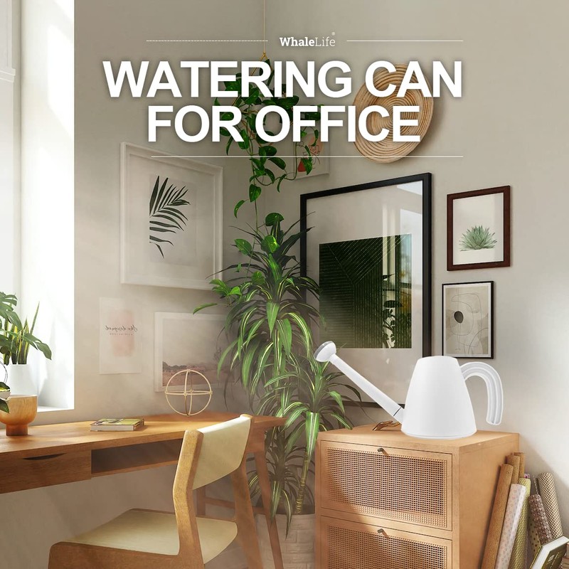 WhaleLife Indoor Watering Can for House Bonsai Plants (2.0L, White)