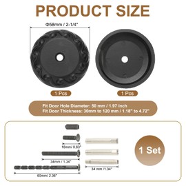 PATIKIL Door Hole Cover Plate 58mm Zinc Alloy Vintage Round Deadbolt Knob Hole Repair Cover Fits Doors 30mm to 120mm Thick for Hole Filling Decoration Repair Escutcheon, Black