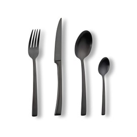 ECHTWERK Avelino Black Edition 16-Piece Cutlery Set for up to 4 People, 18/10 Stainless Steel, Matte, High-Quality Cutlery Set, for Dining Table, Table Decoration for Weddings and Party Tables