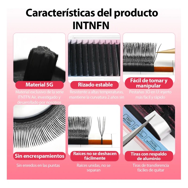 Extensiones De Pestañas Itntfn Mink 4d Forma U Voluminosas