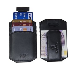 STARHIDE Mens RFID Blocking Nappa Leather Card Holder Wallet with Magnetic Money Clip 725 Black