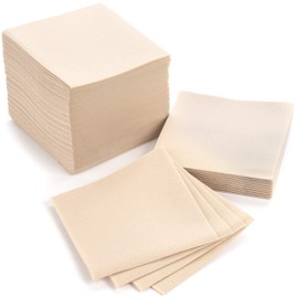 AH AMERICAN HOMESTEAD Paper Cocktail Napkins - Linen-Like Disposable Beverage Bar Napkins 4.75" x 4.75" - Bulk Square Napkins - Ideal for Party or Wedding (Sand -100 Count)