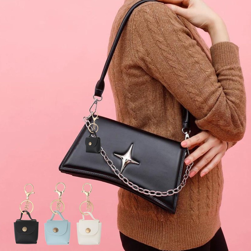 [PATIKIL] コインポーチ PUレザー製小さなコインパースキーチェーン女性用キーチェーンポーチミニトートバッグキーチェーンかわいい小さなおつり入れハンドバッグデコレーション イエロー