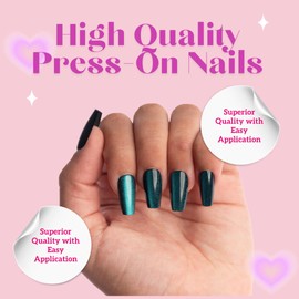 Keep It Classy Press-On Nails Kit by Monyetta Shaw || Fluorescent Aqua, Ballerina || Reusable, Vegan, Non-Toxic, Easy Application || One 24 Nail Kit