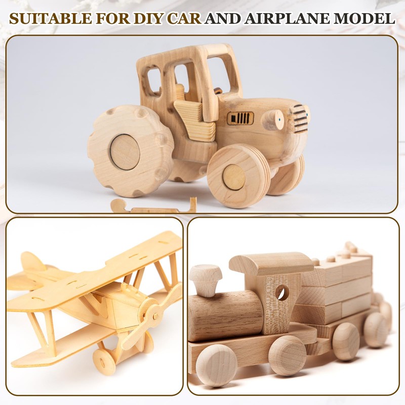 sourcing map Wooden Toy Vehicle Car Train Truck Wheels 2"