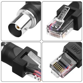 MEIRIYFA BNC to RJ45 Converter Adapter, BNC Female to RJ45 Male RF Coaxial Straight Barrel Coupler Connector for Computer Peripheral Equipment (4PCS)