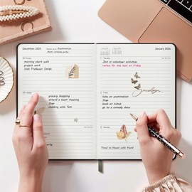 Linen Academic Planner 2025-2026 Agenda Daily Weekly & Monthly, July 2025-June 2026, Hardcover Calendar 2025 Day Planner Canada A5 To Do Llist Notebook for Teacher Student school, Black, 5.6” x 8.2”