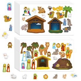 Faccito 468 Pcs/24 Sheets Christmas Nativity Stickers Make a Nativity Jesus Birth Scene Stickers Christian Crafts for Religious Party Favors Christmas Wall Window Home Decor