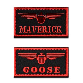 2 Pcs Maverick Goose Embroidered Morale Patch - Compatible with TOP Gun Air Force Funny Meme Emblem Applique Hook and Loop Sew On Tactical Military Patches for Backpacks Hats Jackets Vest