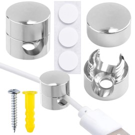 PAGOW 3 Pcs Cable Anchors, Metal Charger and Wire Organizers, Adhesive Cord Clips, Multi-Function Gun Metal Cord Anchors Holder, Cable Management for Desk, Office, Home, Wall (Silver)