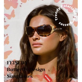 FEISEDY Trendy Polarized Y2K Sunglasses Wrap Around Butterfly Design Fashion Sunnies UV400 Protection B0078