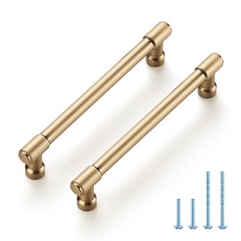 JOY DECOR 10 Pack 5 Inch Champagne Bronze Cabinet Handles Modern Dresser Drawer Pulls Kitchen Cabinet Hardware for Cupboard Door Handles