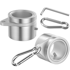 Yarkor Flag Pole Clip, Aluminum Alloy Flag Pole Rings, 360 Degree Rotating Tangle Free Flagpole Flag Mounting Rings Spinning Flag Pole Kit with Carabiner for 0.75-1.02 Inch Diameter(Sliver)