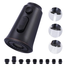 WOWOW Kitchen Faucet Head Replacement, 3 Function Pull Down Faucet Sprayer Head with 9 Adapters, Oil Rubbed Bronze Kitchen Sprayer Nozzle Compatible with Moen, Delta, Kohler Faucets