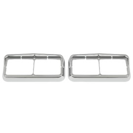 KUAFU Chrome Headlight Bezel Compatible with Kenworth T400 T600 T800 W900B W900L Peterbilt 378 379 Western Star 4900 Freightliner FLD Classic XL for 4" x 6" Rectangular Dual Headlamp w/Visor