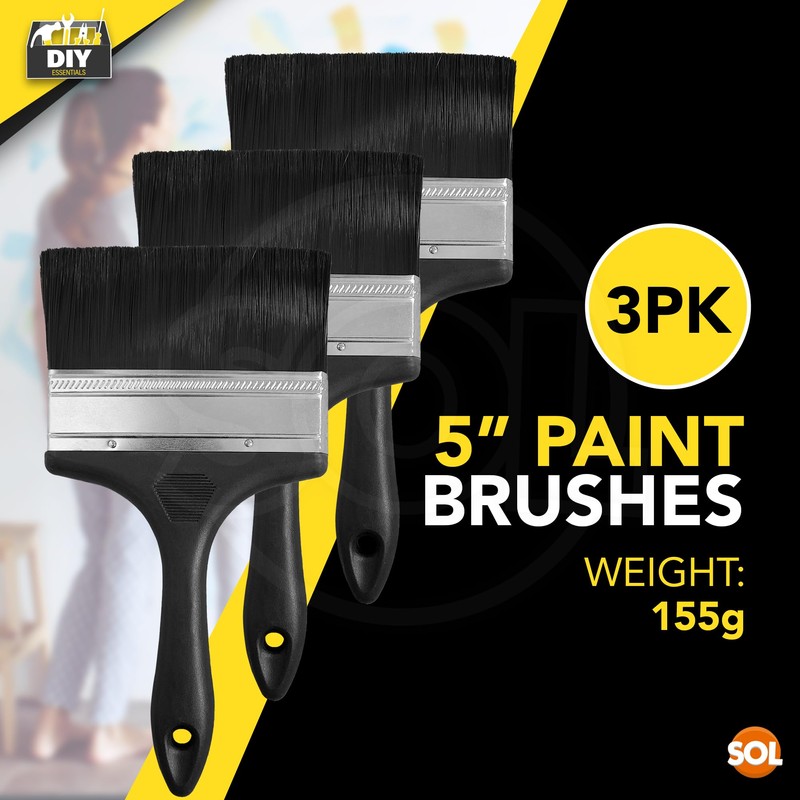 3pk SOL 5 Inch Paint Brush - Fence Paint Brush