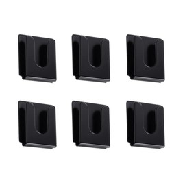 Ainiveiya 6 Pcs Black Radio Microphone Hanger with Adhesive Back, Universal CB Mic Holder Mount for Car Truck RV, Metal Clip Holder for Home Office Use (36x30x9mm)