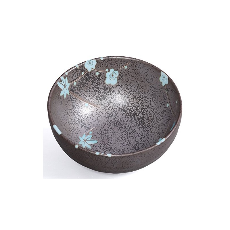 Matcha Bowl / Matcha Tea Bowl 250 ml Anthracite/Blue, Flower