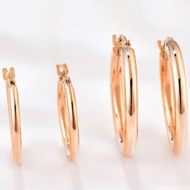 14K Gold Plated 925 Sterling Silver Post Lightweight Hoops, Headwear Accessories, 20mm - 30mm Earrings, Large Circles, Exaggerated Coils, Gold Hoop Earrings for Women (Rose Gold, 20MM)