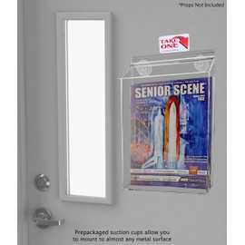 2 Pack Suction Cup Outdoor Brochure Holder Holds 8.5 x 11 Inch Flyers and Advertisements Window or Glass Wall Mount Includes Take One Sticker Clear Acrylic Handout Box by Marketing Holders
