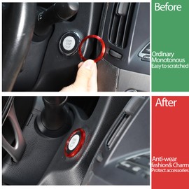 Moittellc Car Engine Start Stop Button Cover Compatible with Infiniti G37 2008-2013 G35 2007-08 G25 2011 2012 Q60 2014 2015, Push Start Button Cover Trim Protection Ring Accessories(red)