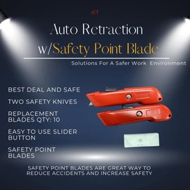 Herramientas de corte industrial USA SC348 - Cuchillo de seguridad de metal (2 unidades) más cuchillas de repuesto de punta de seguridad (Cantidad: 10)