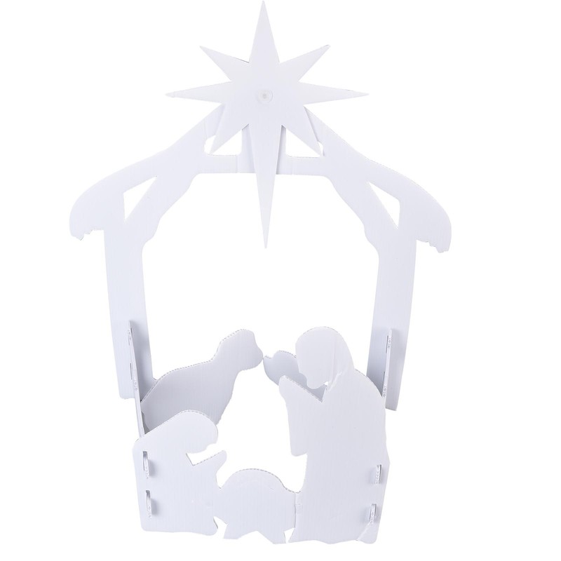 44x27x5cm Christmas Jesus Scene White PP Hollow Board Outdoor Nativity
